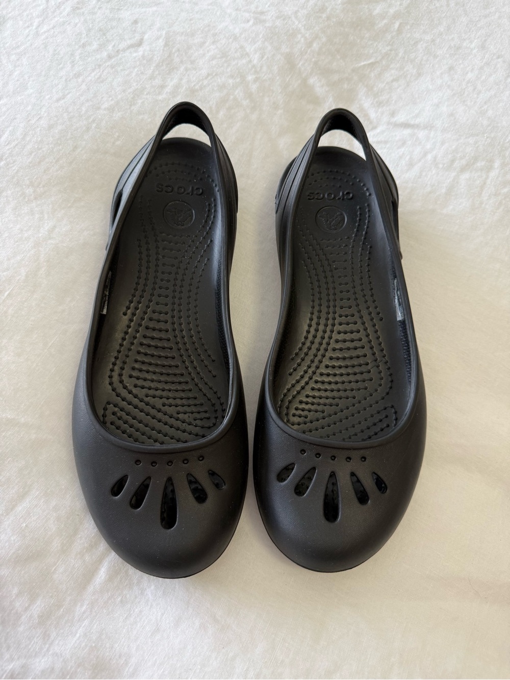 Crocs | Women's 9 | Black Thea Slingback Slip On Ballet Flat Comfort Shoes - Picture 1 of 7